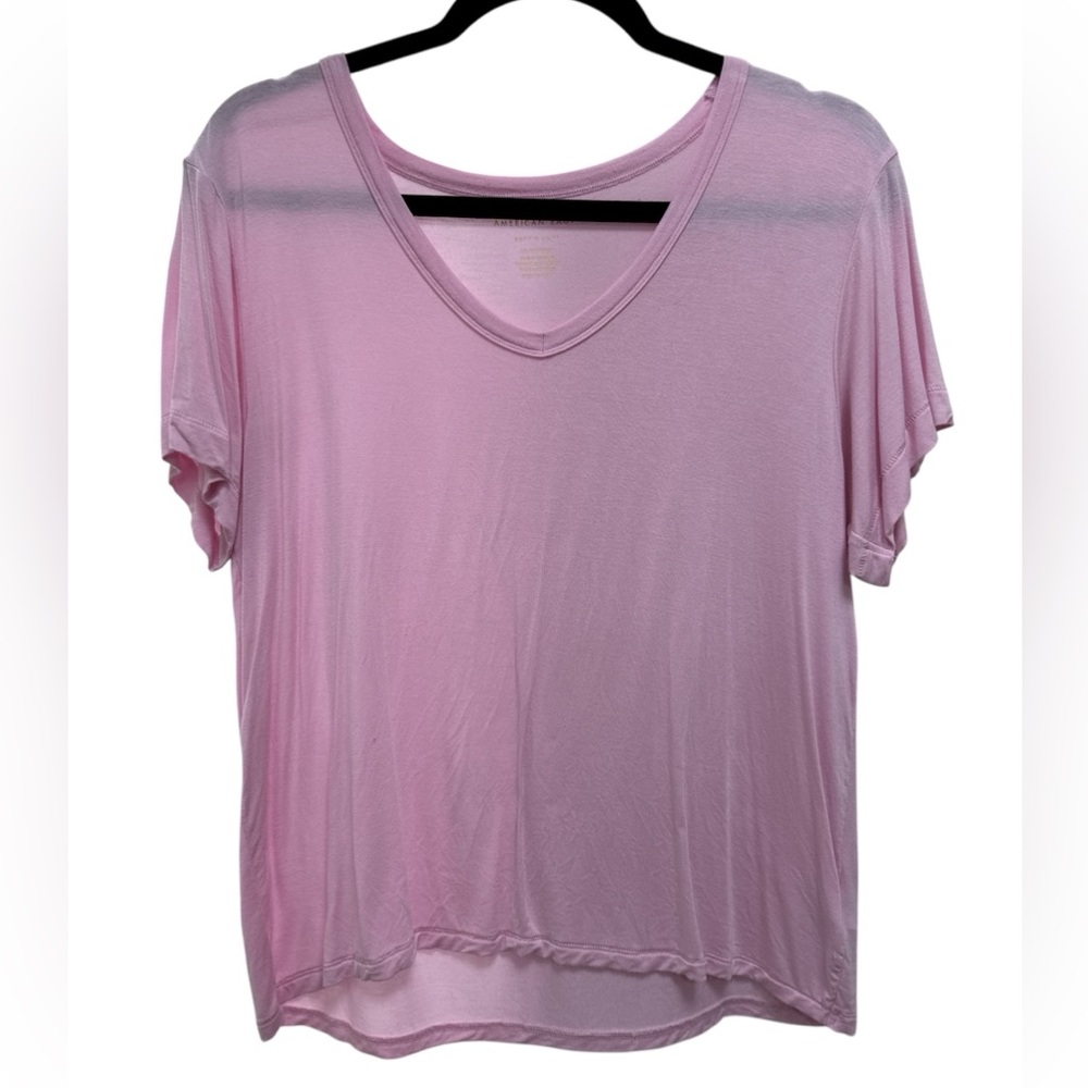 American Eagle Outfitters Light Pink V-Neck Tee